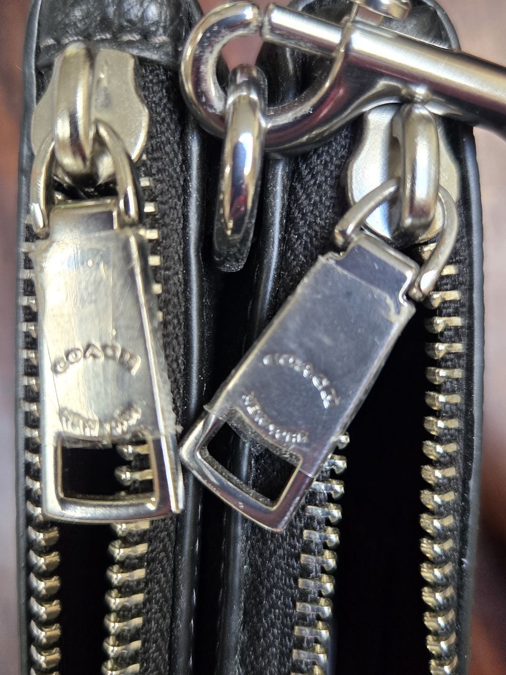 Coach Black Pebbled Leather Double Zip Crossbody - Picture 10 of 10